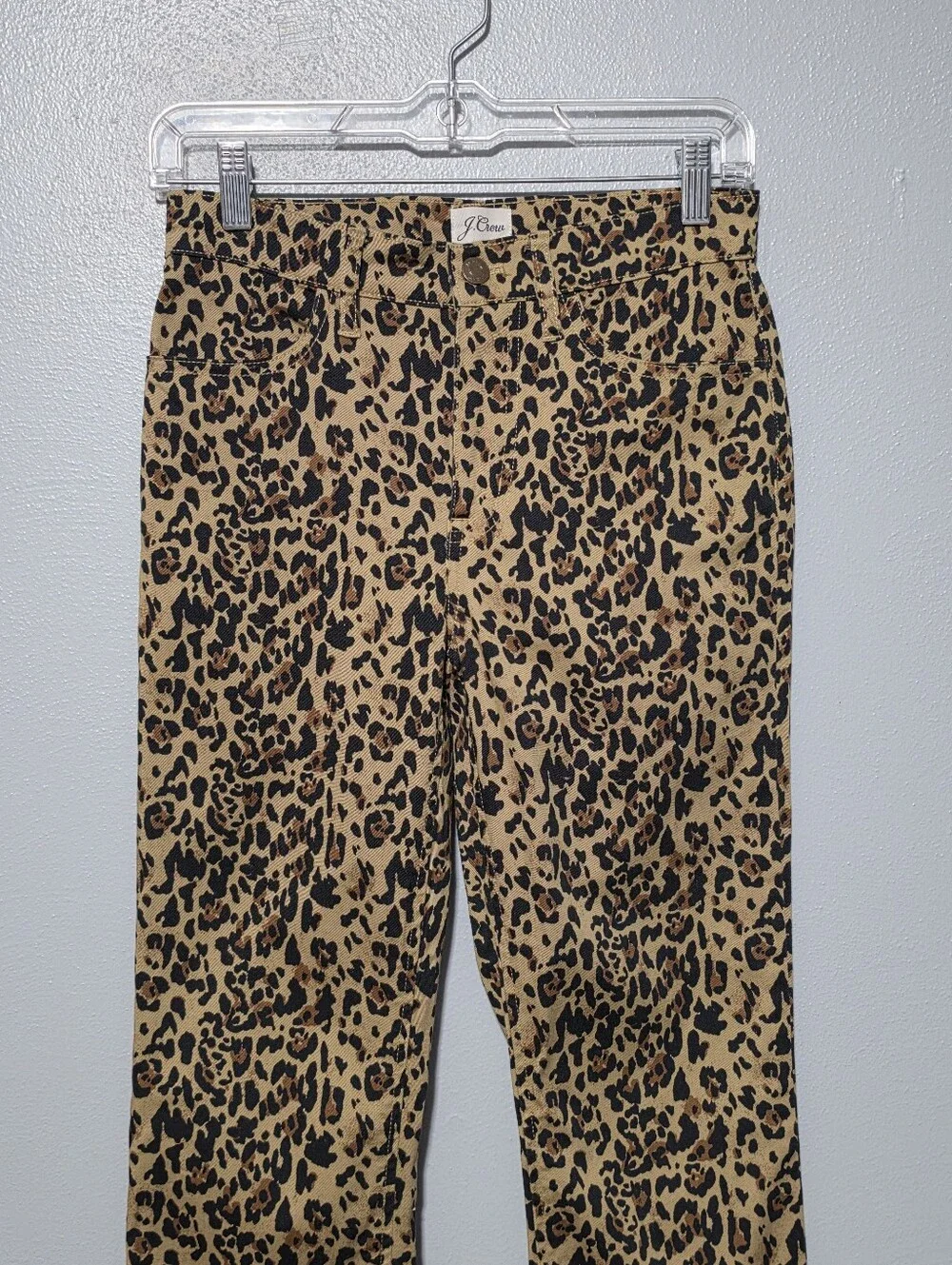 J CREW Leopard Print Jeans Womens 25 Brown High Rise Straight Crop Animal Print